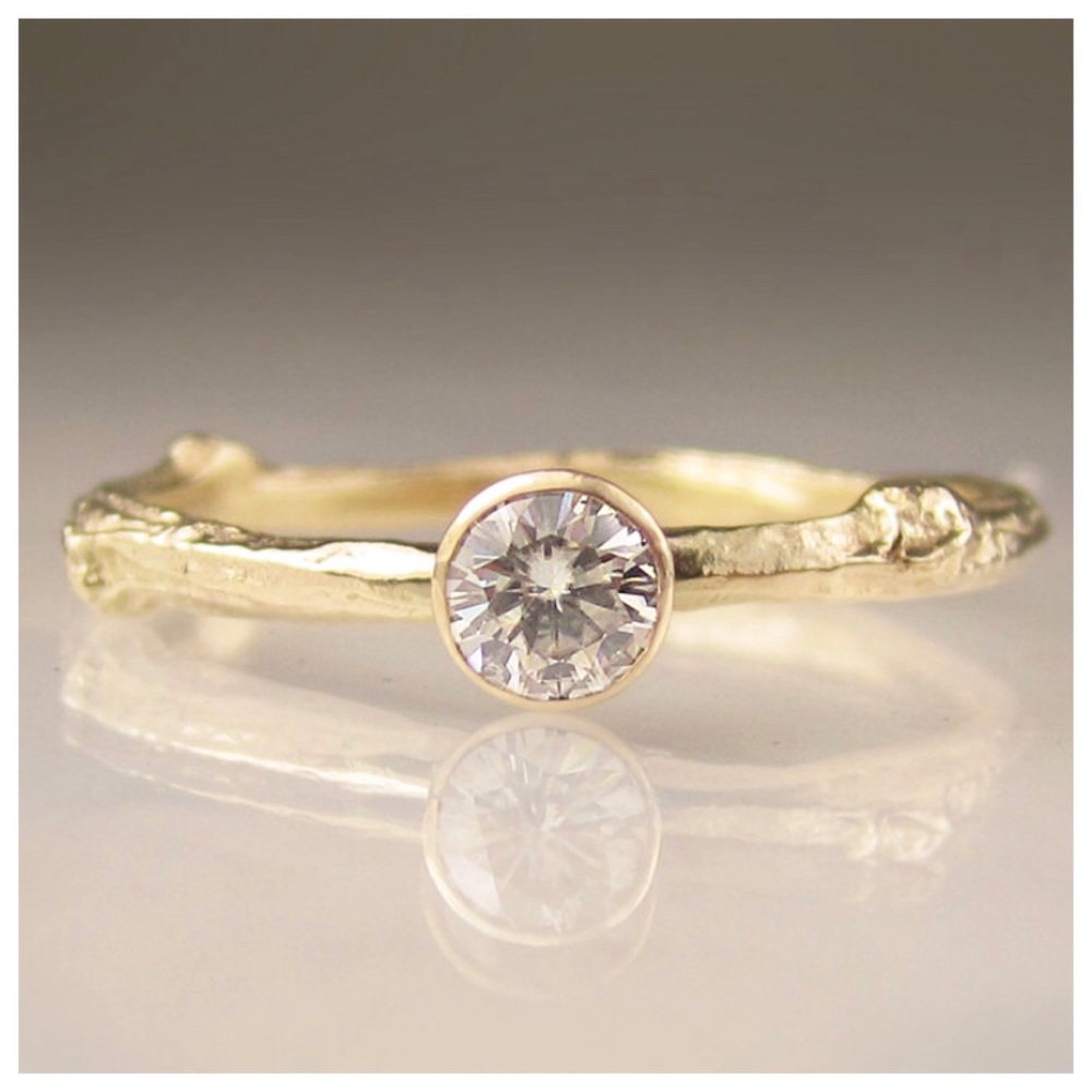 Janish Jewels Moissanite Engagement Ring, 14k Gold, New, Size 5.75